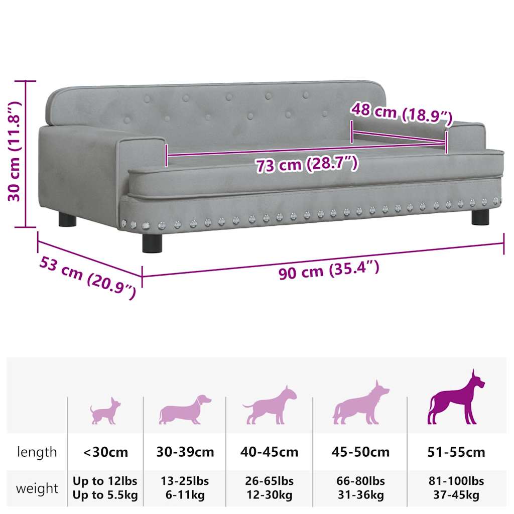 Cama para cães 60x40x30 cm veludo azul