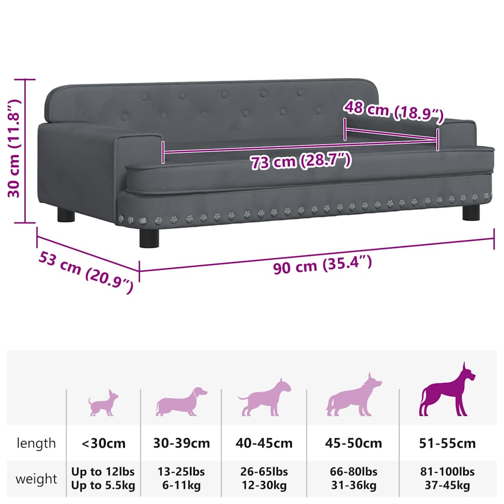 Cama para cães 60x40x30 cm veludo azul