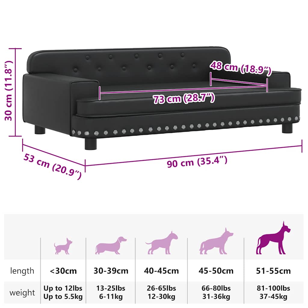 Cama para cães 70x45x28 cm couro artificial cinzento