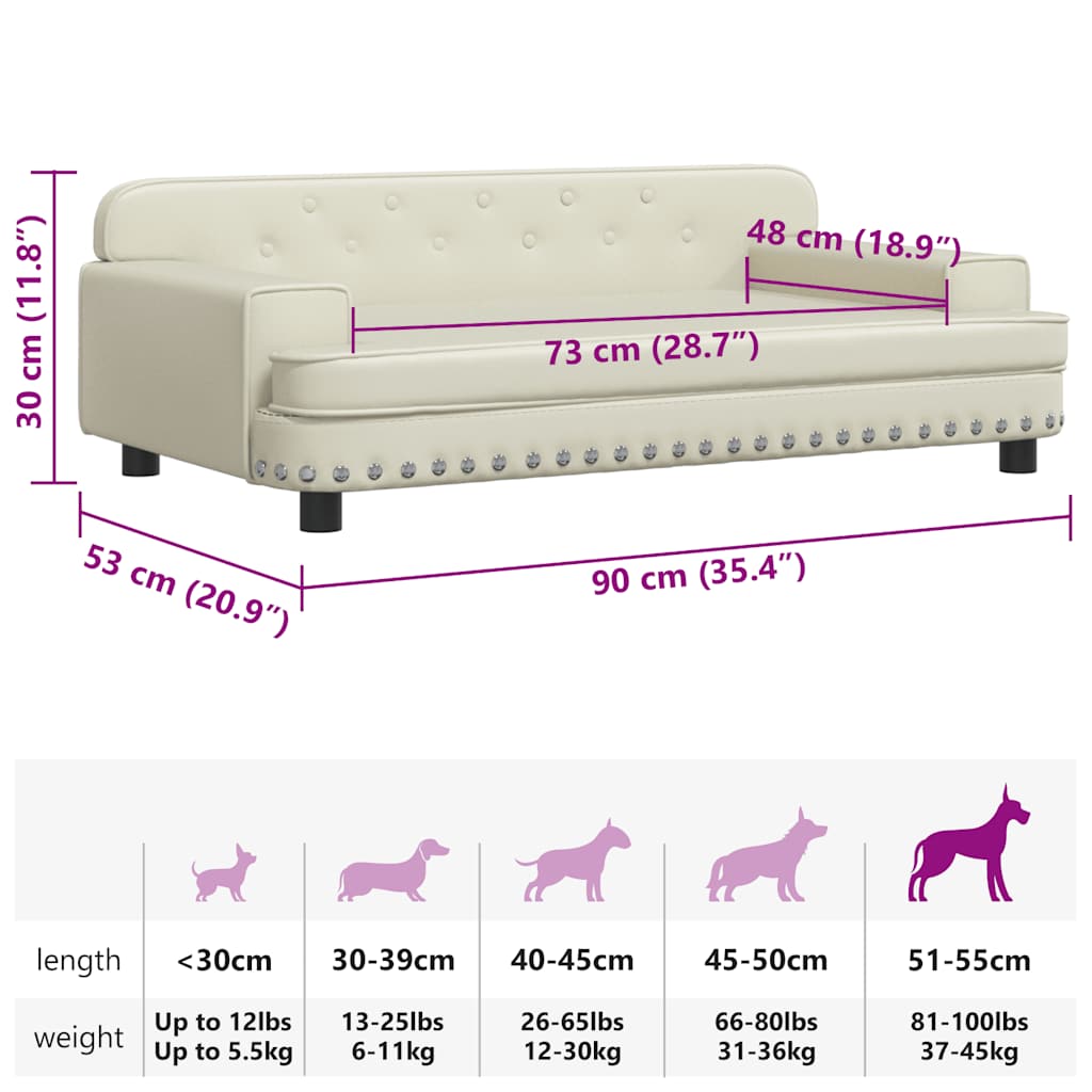 Cama para cães 70x45x28 cm couro artificial cinzento