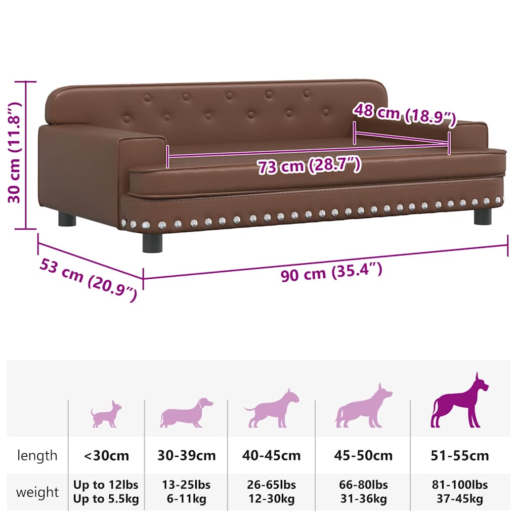 Cama para cães 70x45x28 cm couro artificial cinzento