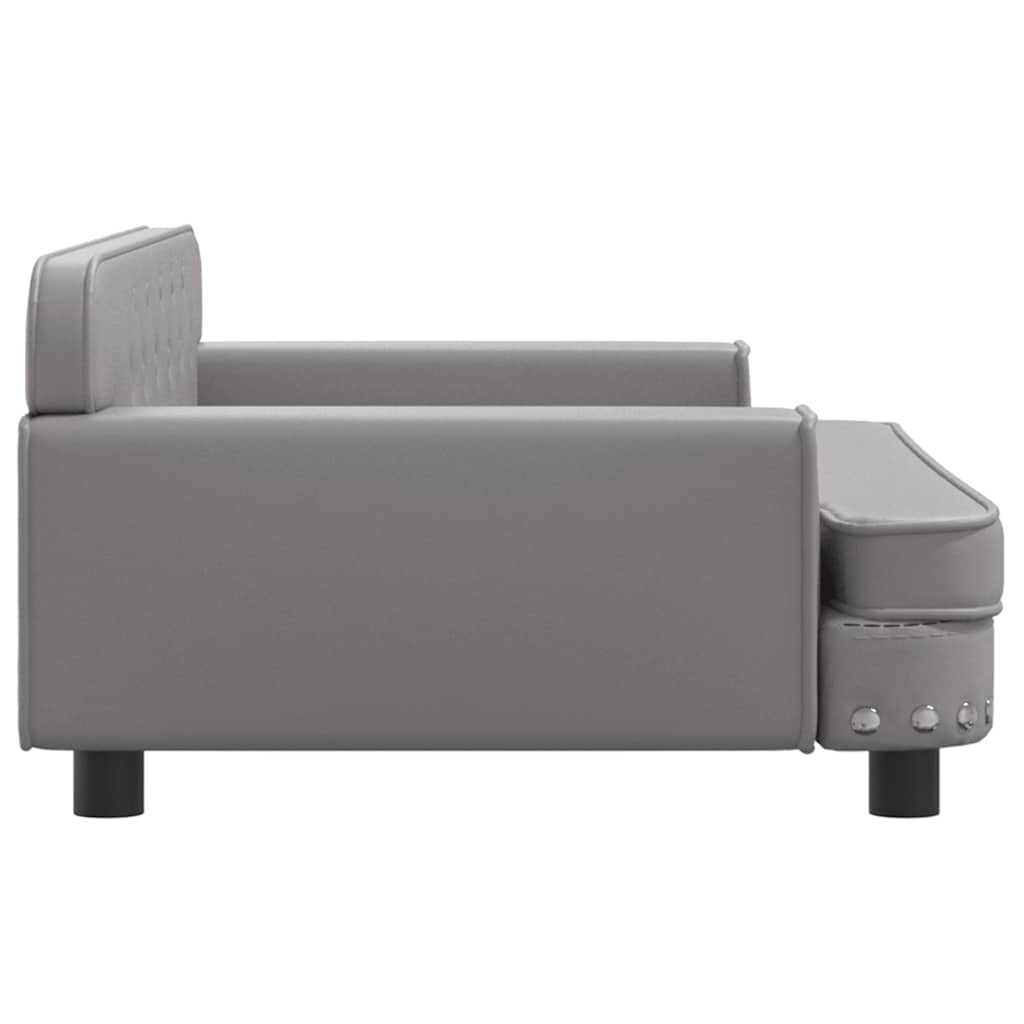 Cama para cães 70x45x28 cm couro artificial cinzento