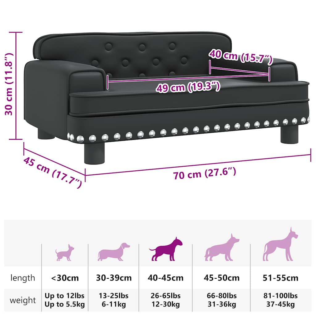 Cama para cães 70x45x28 cm couro artificial cinzento