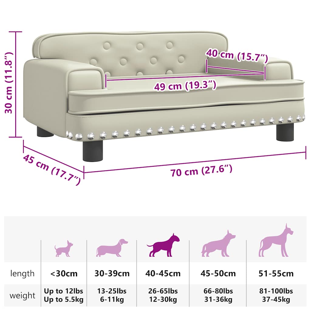 Cama para cães 60x40x30 cm couro artificial cinzento