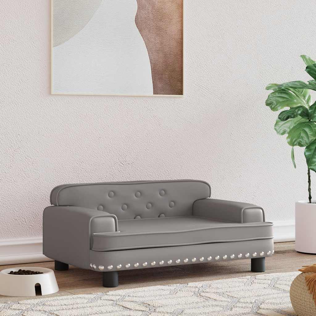 Cama para cães 70x45x28 cm couro artificial cinzento