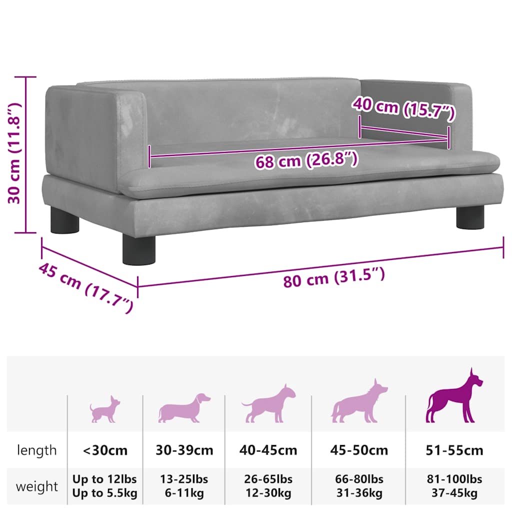 Cama para cães 60x40x30 cm veludo azul