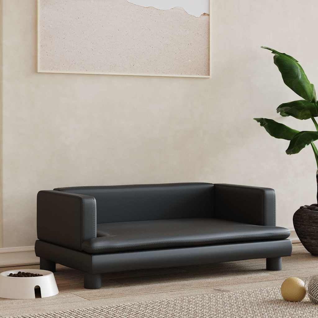 Cama para cães 70x45x28 cm couro artificial cinzento