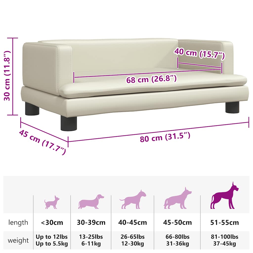 Cama para cães 70x45x28 cm couro artificial cinzento