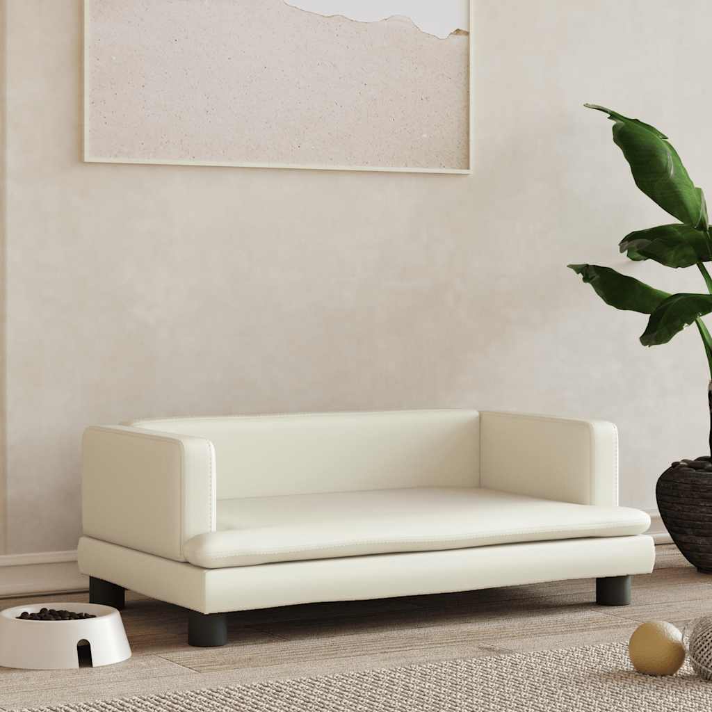 Cama para cães 70x45x28 cm couro artificial cinzento