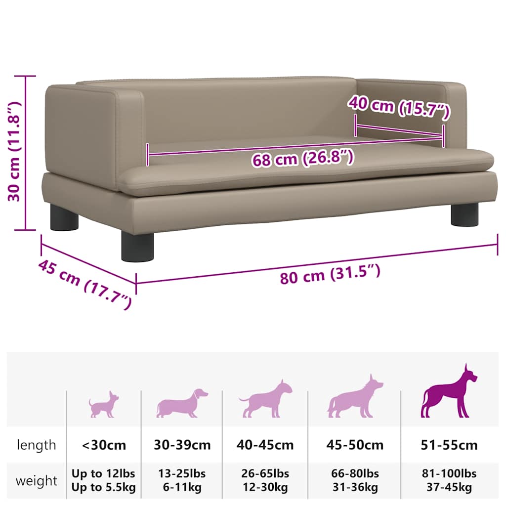 Cama para cães 70x45x28 cm couro artificial cinzento