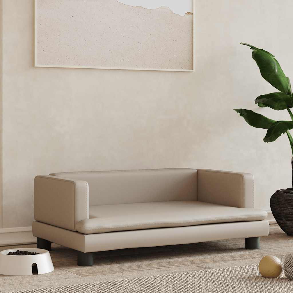 Cama para cães 70x45x28 cm couro artificial cinzento