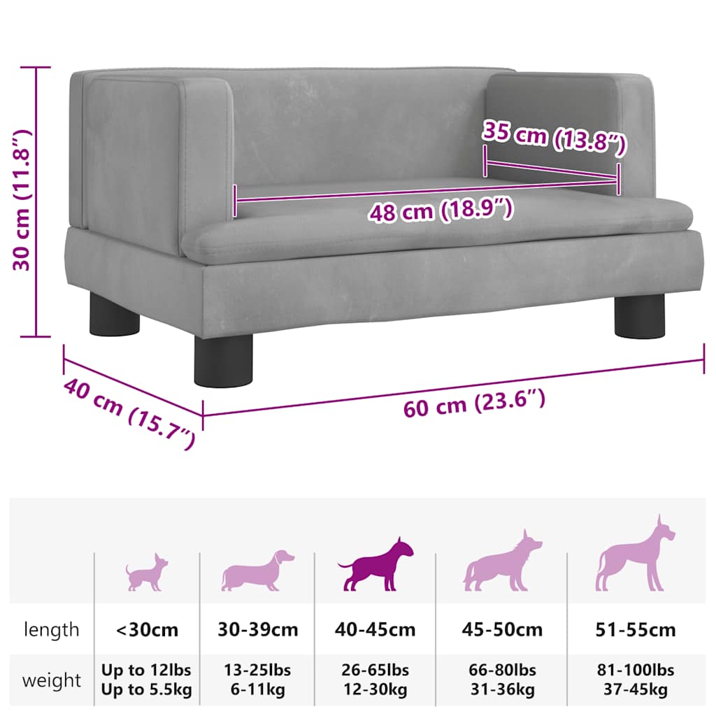 Cama para cães 60x40x30 cm veludo azul