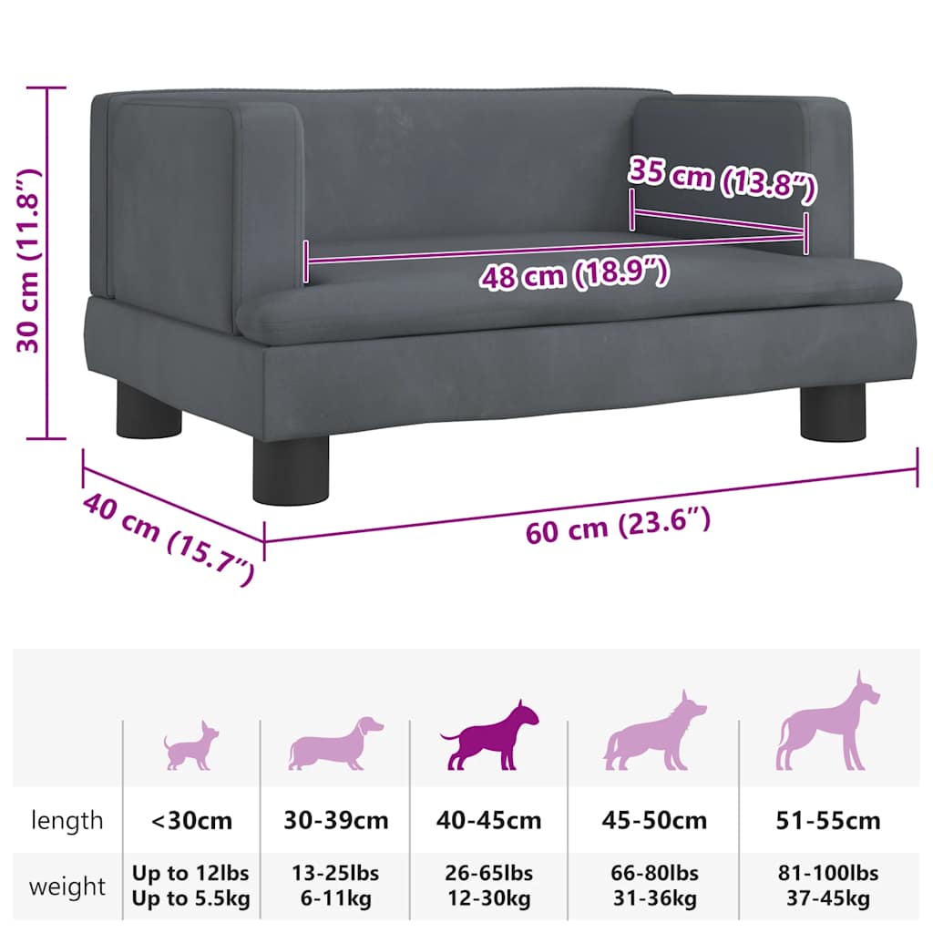 Cama para cães 60x40x30 cm veludo azul