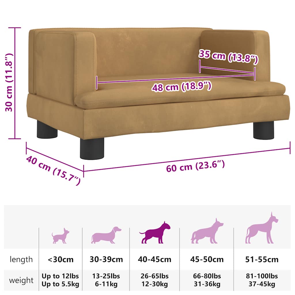 Cama para cães 70x48x22 cm veludo azul