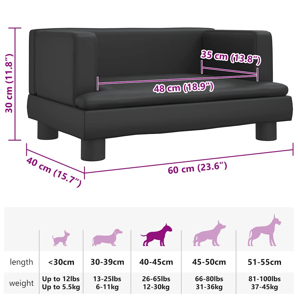 Cama para cães 60x40x30 cm couro artificial cinzento