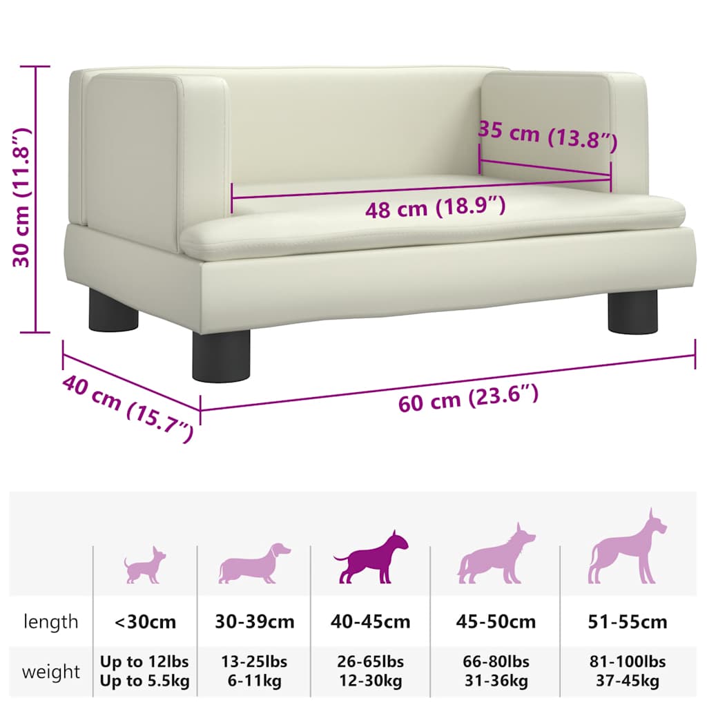 Cama para cães 60x40x30 cm couro artificial cinzento