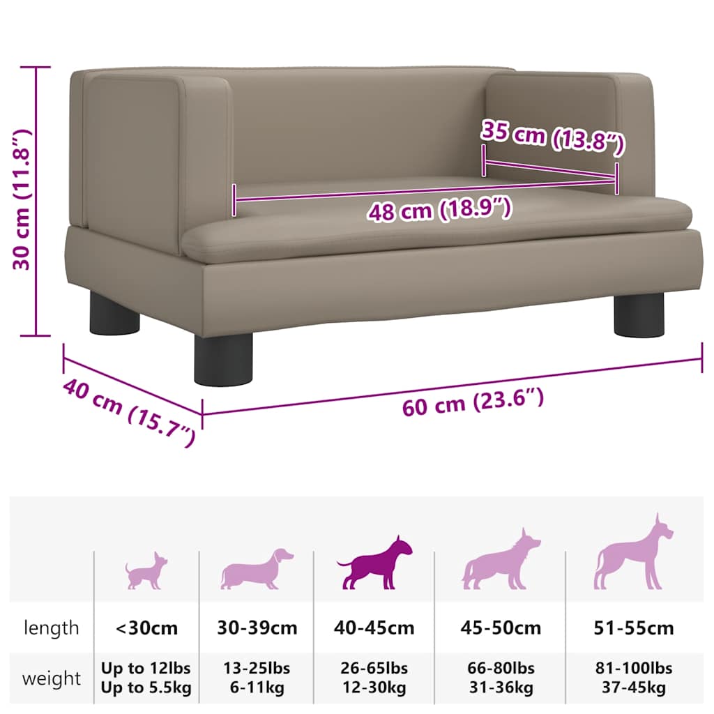 Cama para cães 60x40x30 cm couro artificial cinzento