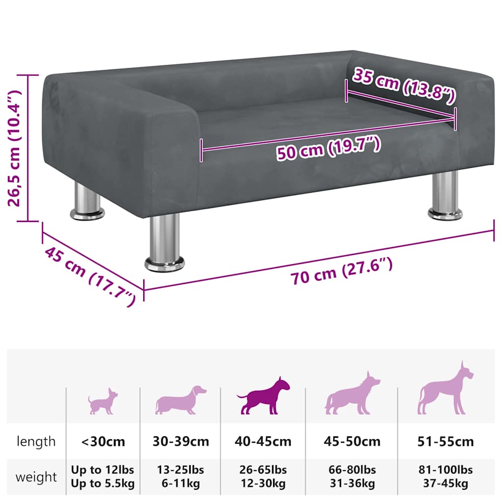 Cama para cães 50x40x26,5 cm veludo azul