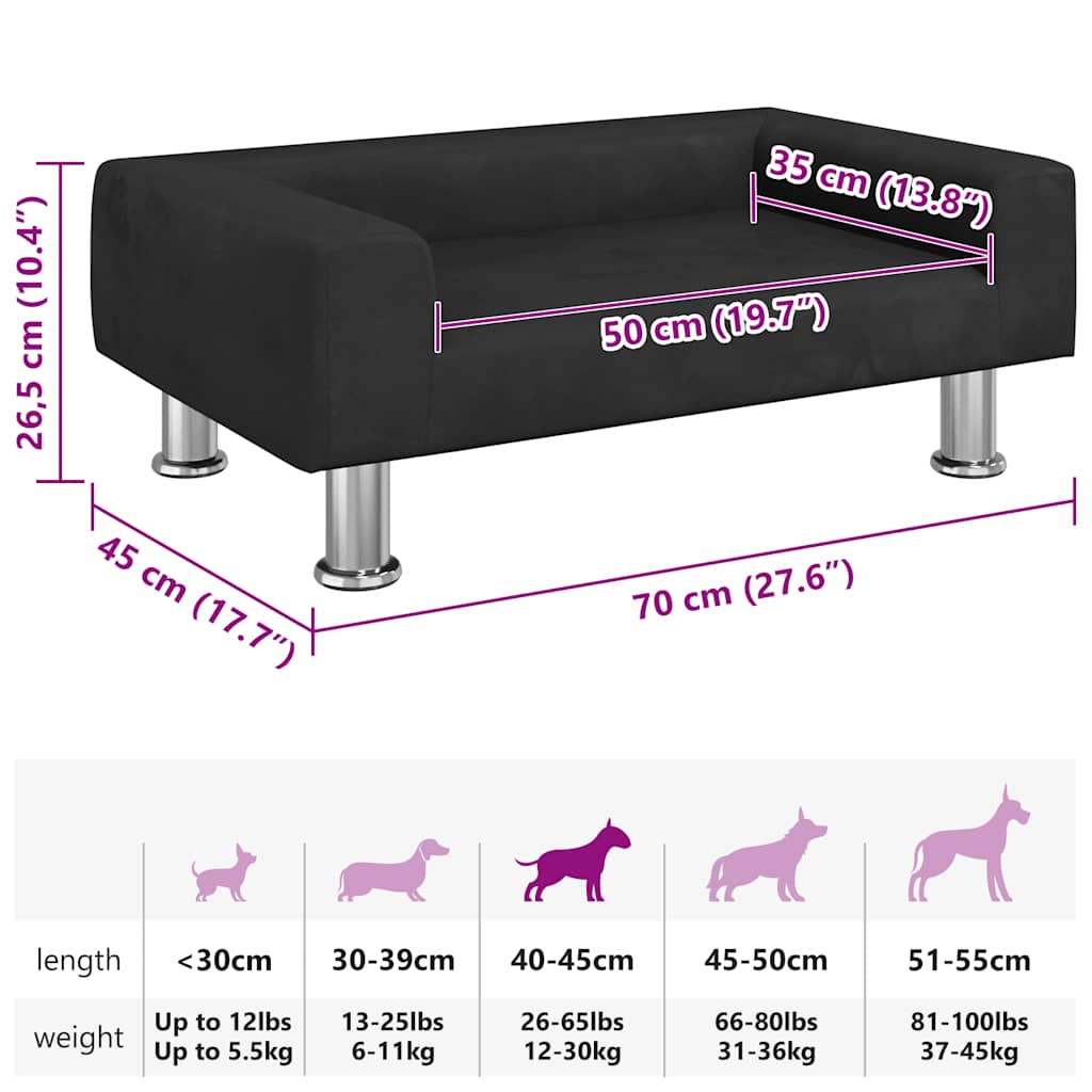 Cama para cães 70x45x26,5 cm veludo azul