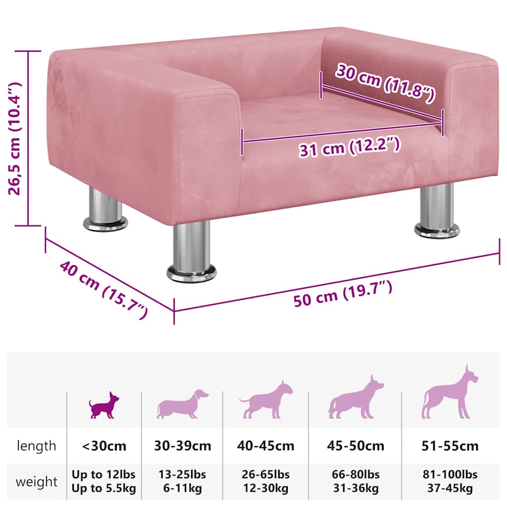 Cama para cães 70x45x26,5 cm veludo azul