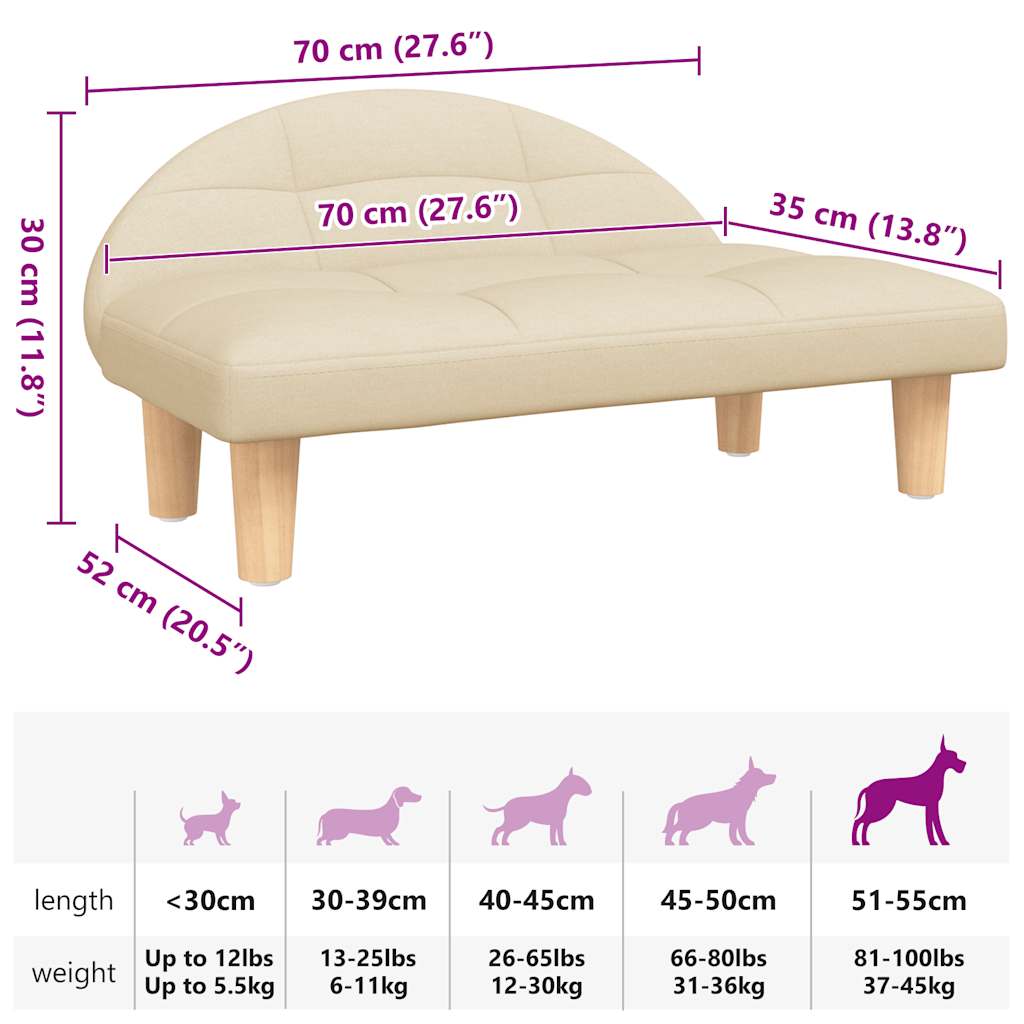 Cama para cães 70x52x30 cm tecido cinzento-acastanhado