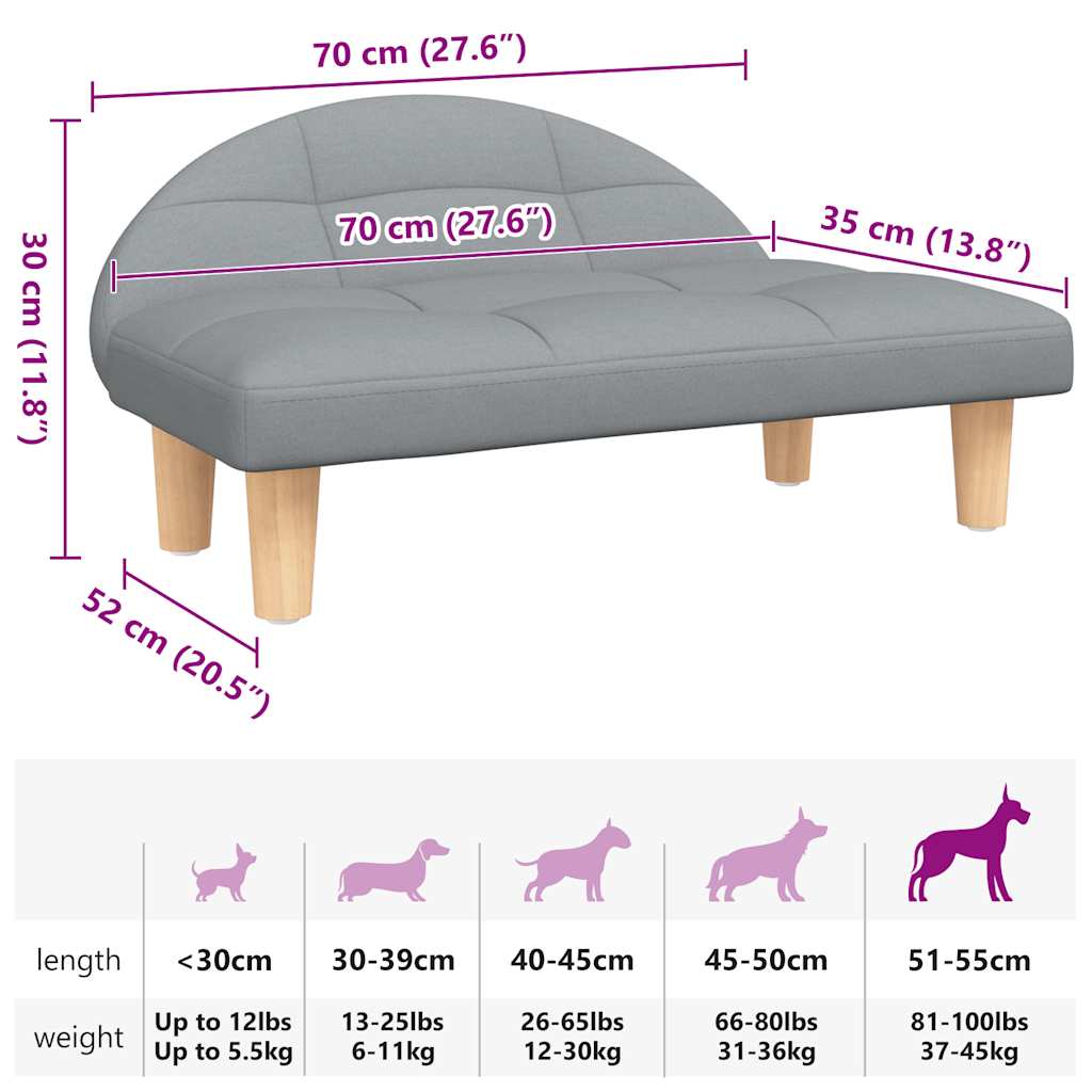 Cama para cães 70x52x30 cm tecido cinzento-acastanhado