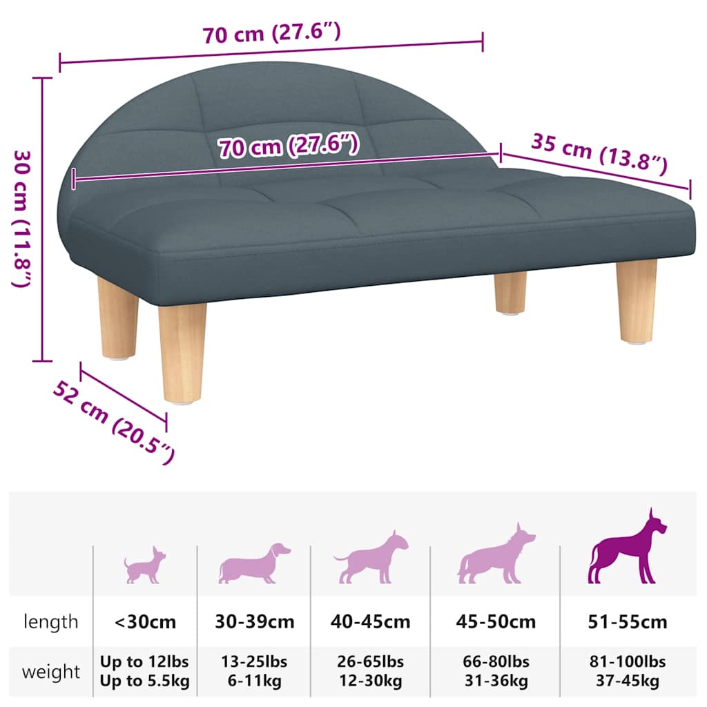 Cama para cães 70x52x30 cm tecido cinzento-acastanhado