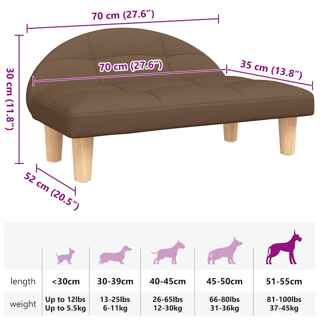 Cama para cães 70x52x30 cm tecido cinzento-acastanhado