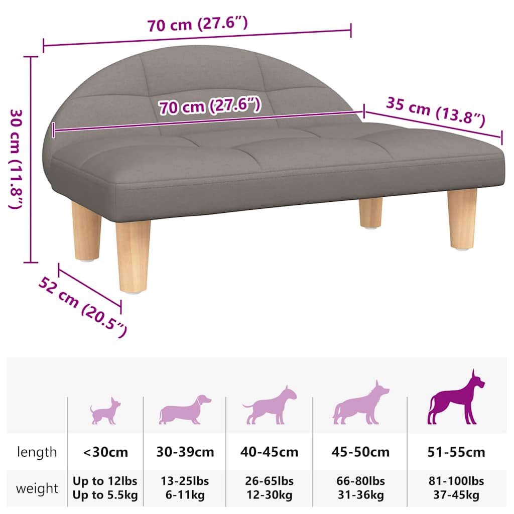 Cama para cães 70x52x30 cm tecido cinzento-acastanhado