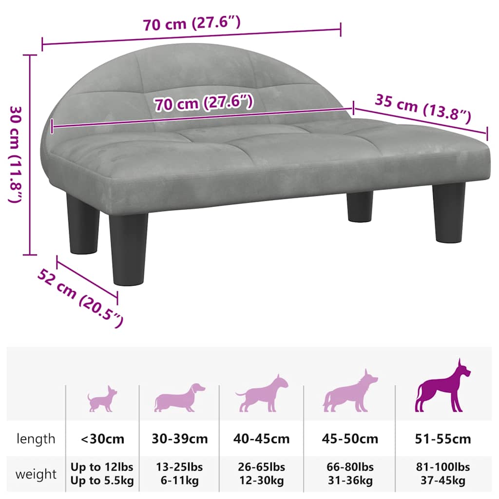 Cama para cães 70x52x30 cm veludo azul