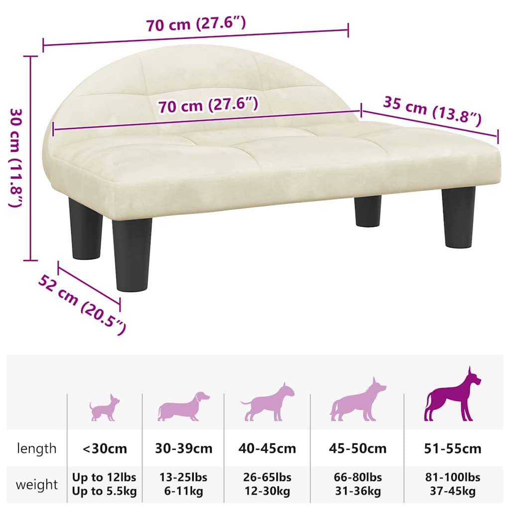 Cama para cães 70x52x30 cm veludo azul