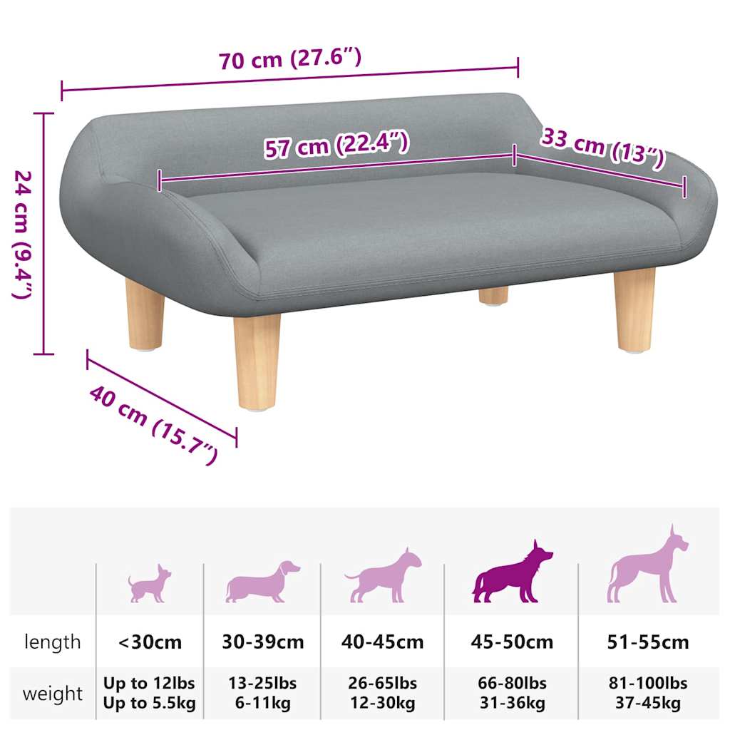 Cama para cães 70x40x24 cm tecido cinzento-acastanhado