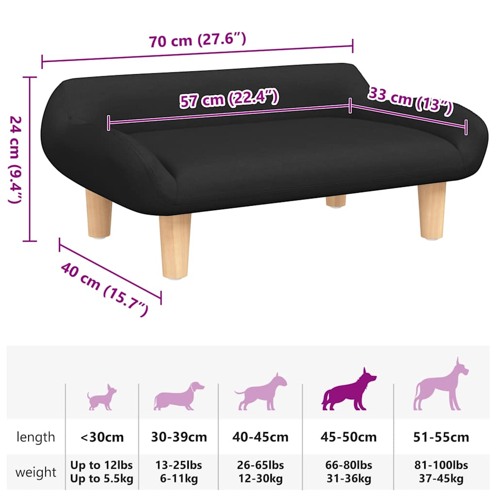 Cama para cães 70x40x24 cm tecido cinzento-acastanhado