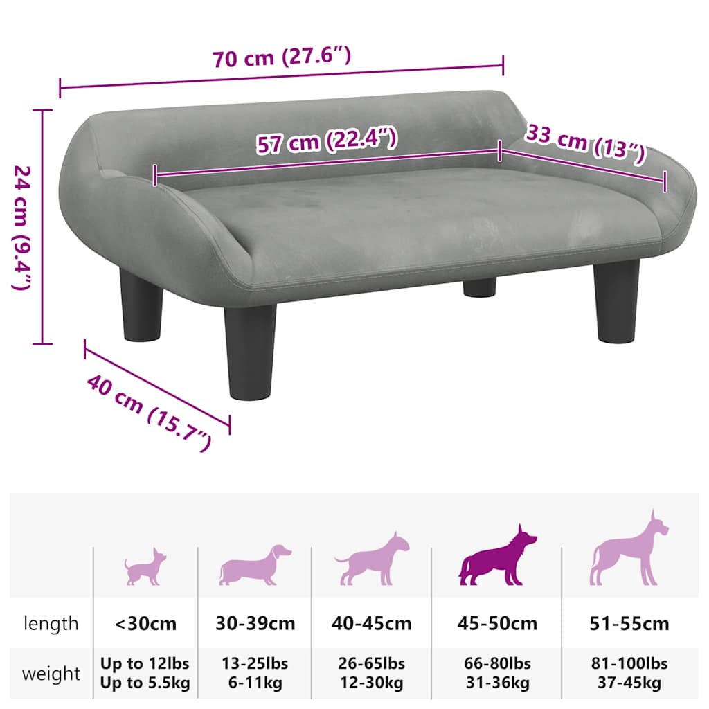 Cama para cães 100x50x21 cm veludo azul