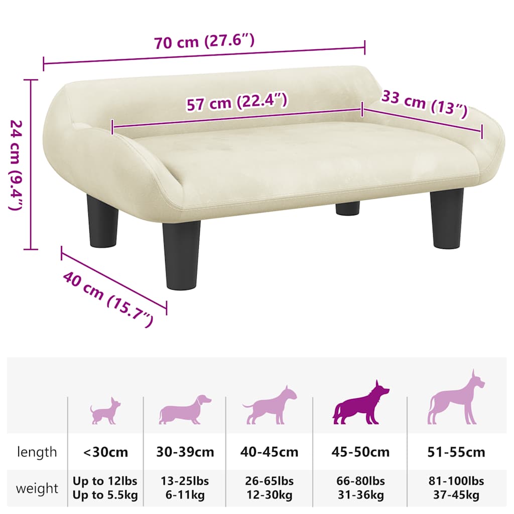 Cama para cães 100x50x21 cm veludo azul