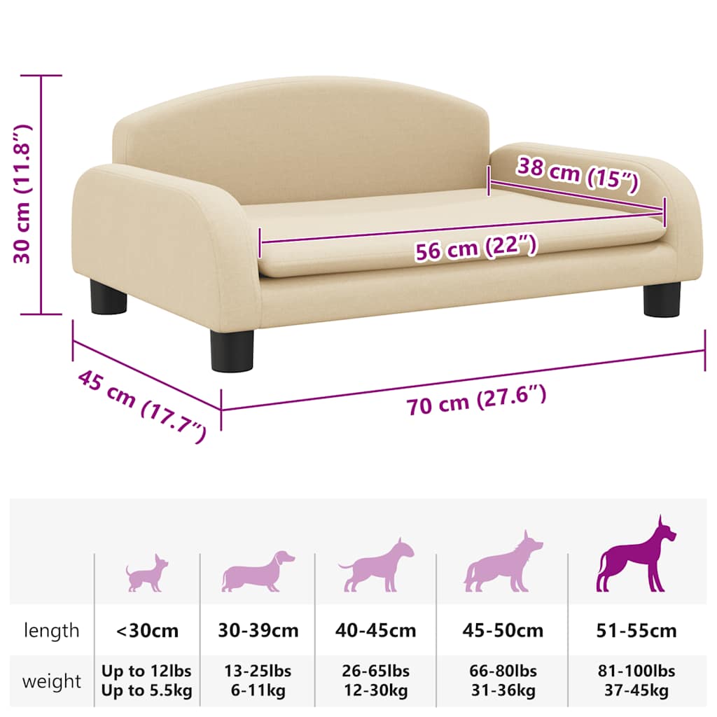 Cama para cães 50x40x30 cm tecido cinzento-acastanhado