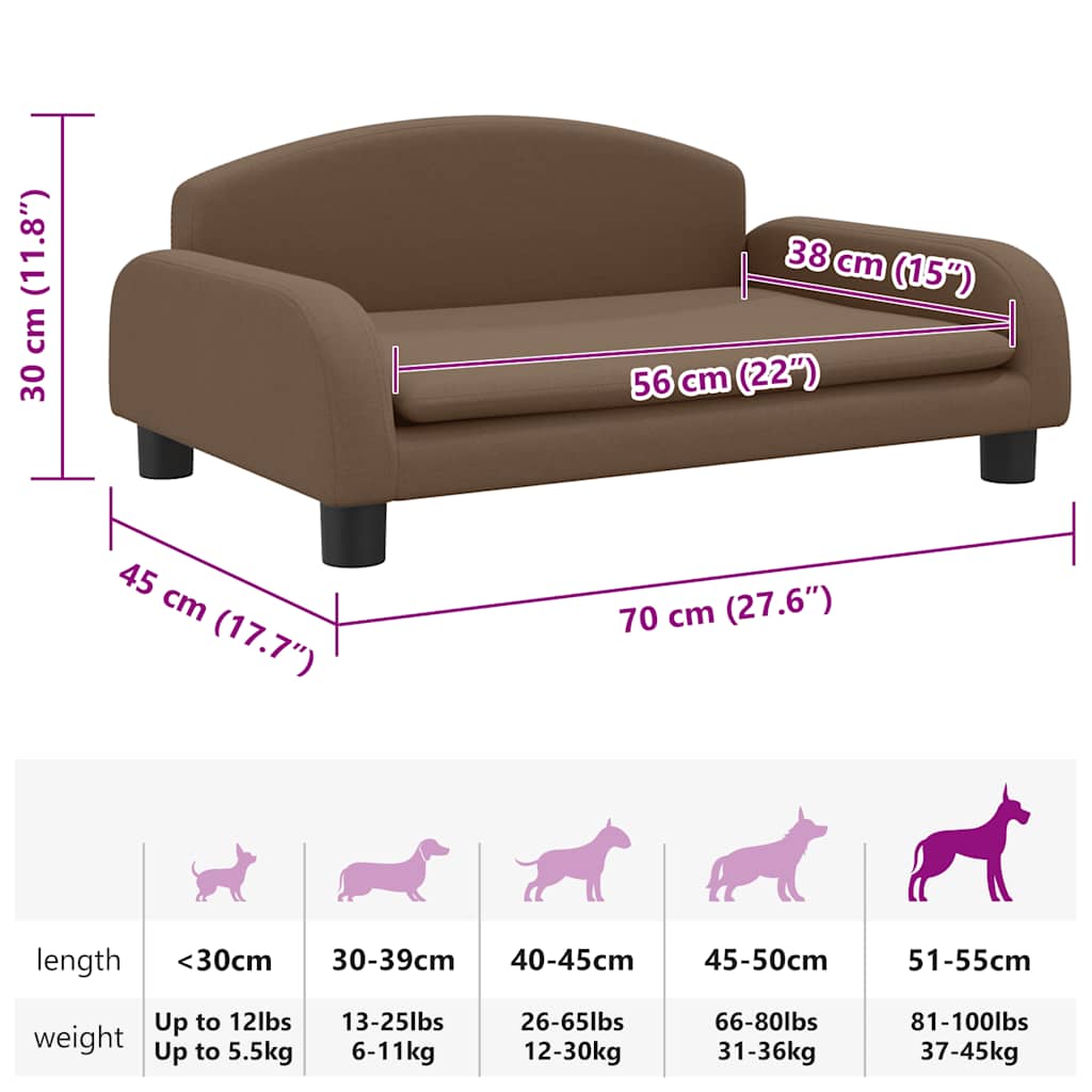 Cama para cães 50x40x30 cm tecido cinzento-acastanhado