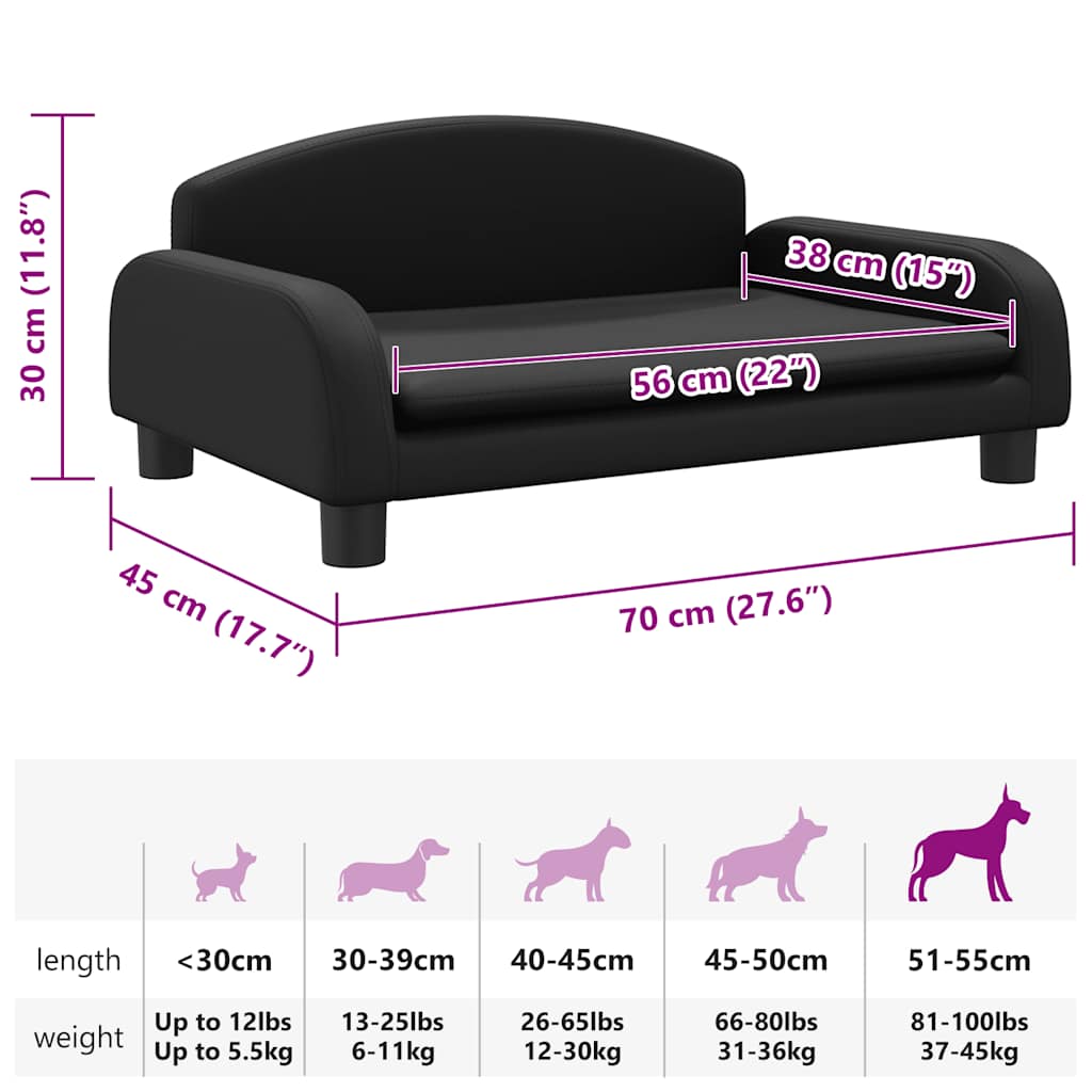Cama para cães 70x45x30 cm couro artificial cinzento