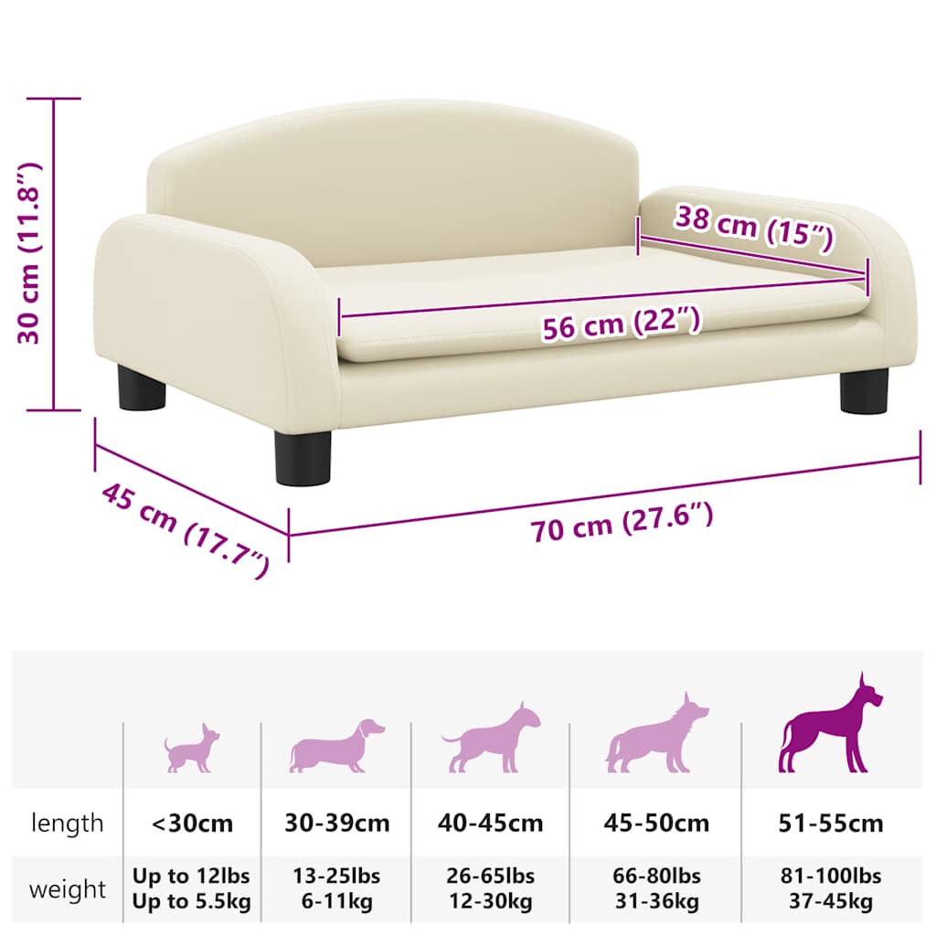 Cama para cães 70x45x30 cm couro artificial cinzento