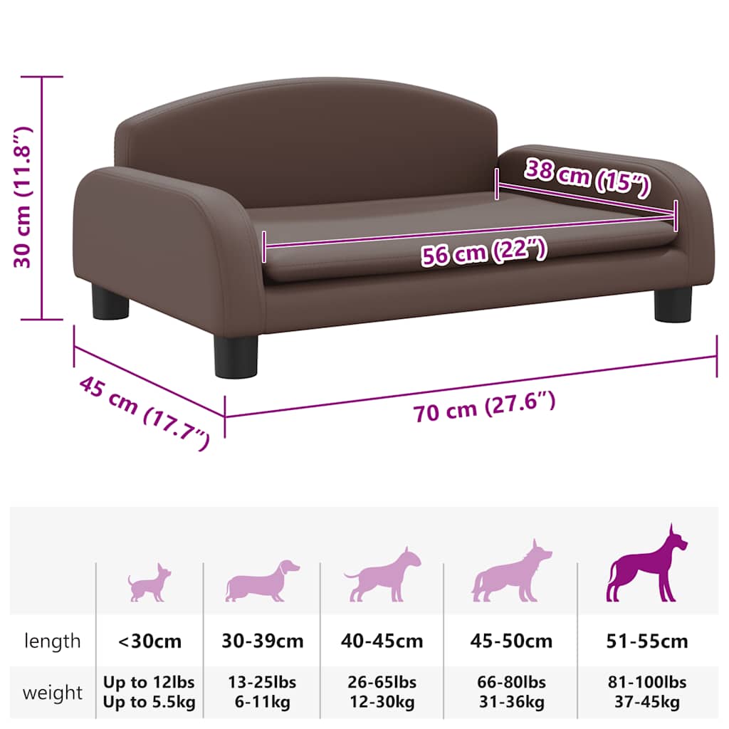 Cama para cães 70x45x30 cm couro artificial cinzento