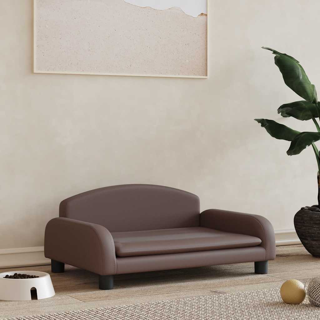 Cama para cães 70x45x30 cm couro artificial cinzento