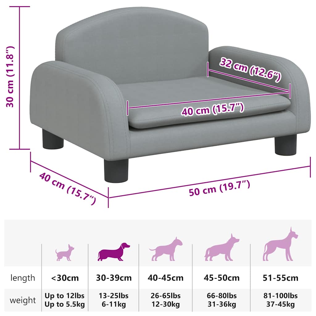 Cama para cães 70x45x30 cm tecido cinzento-acastanhado