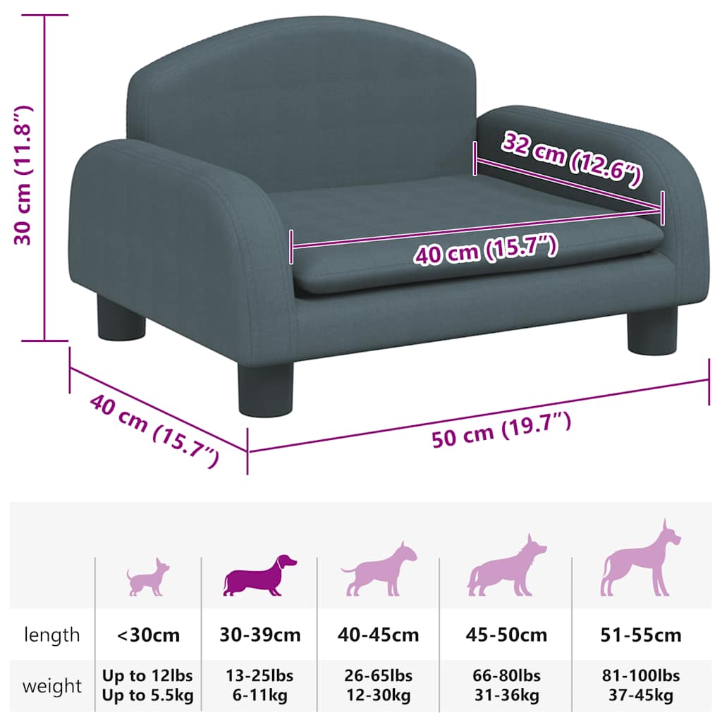 Cama para cães 70x45x30 cm tecido cinzento-acastanhado