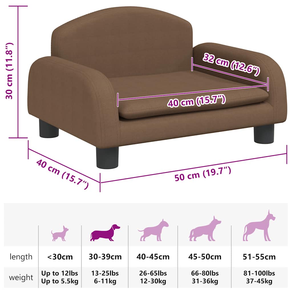 Cama para cães 70x45x30 cm tecido cinzento-acastanhado