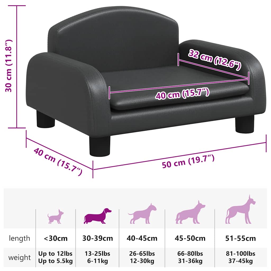Cama para cães 50x40x30 cm couro artificial cinzento