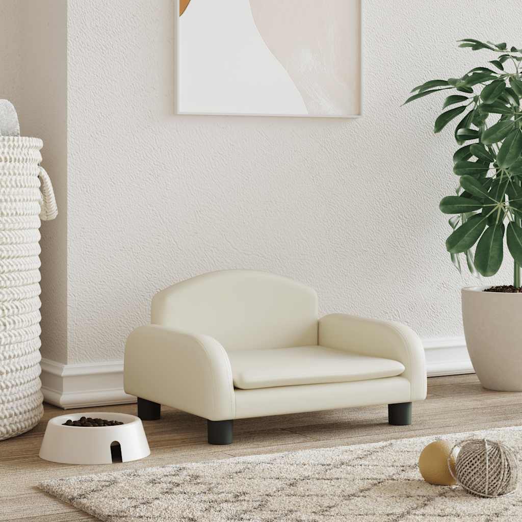 Cama para cães 70x45x30 cm couro artificial cinzento