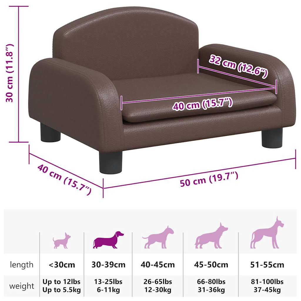 Cama para cães 50x40x30 cm couro artificial cinzento