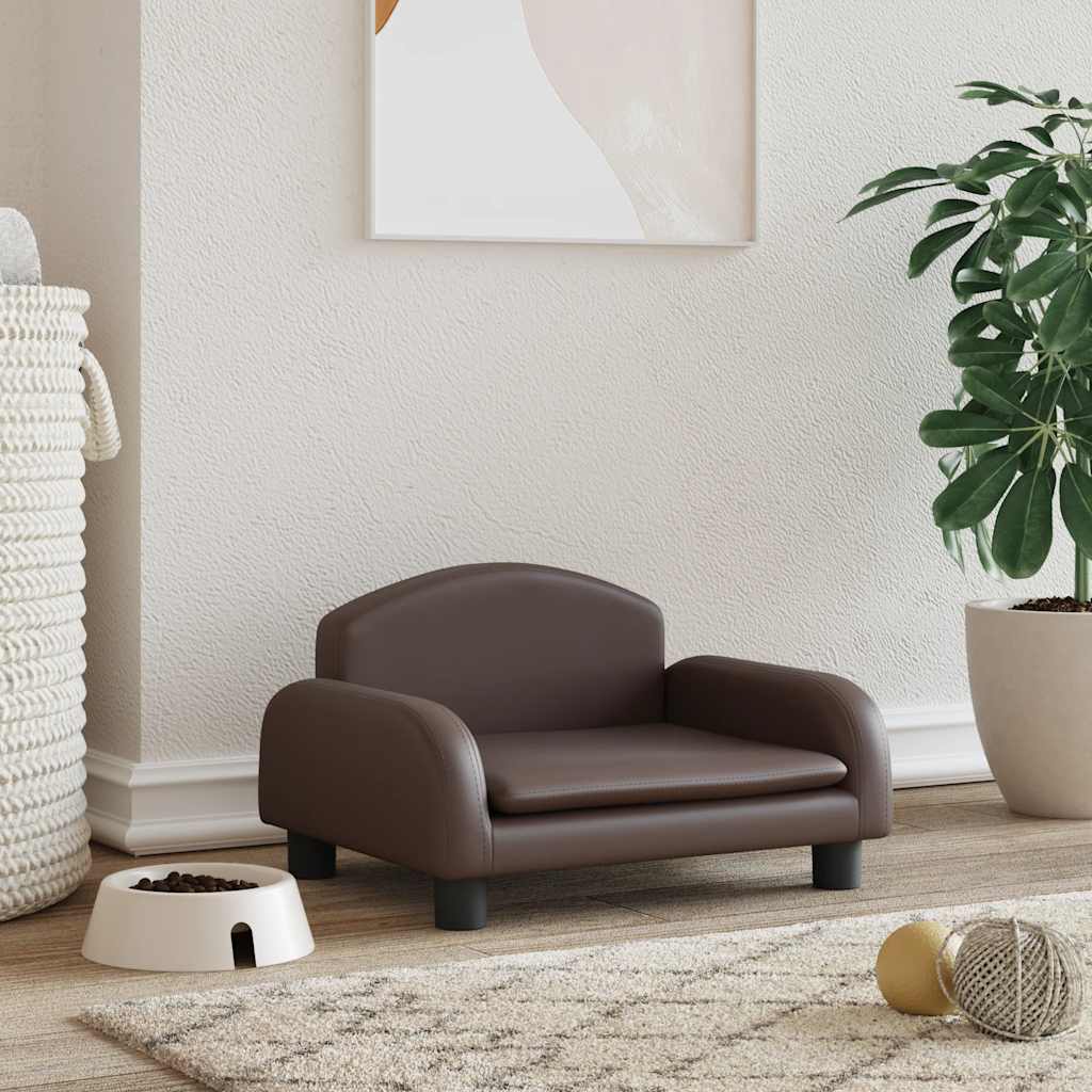 Cama para cães 50x40x30 cm couro artificial cinzento