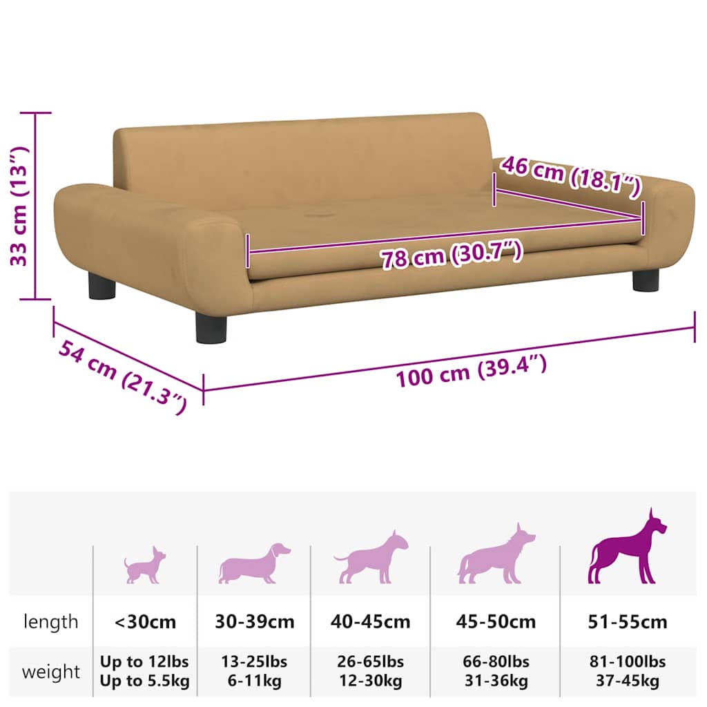 Cama para cães 100x50x21 cm veludo azul