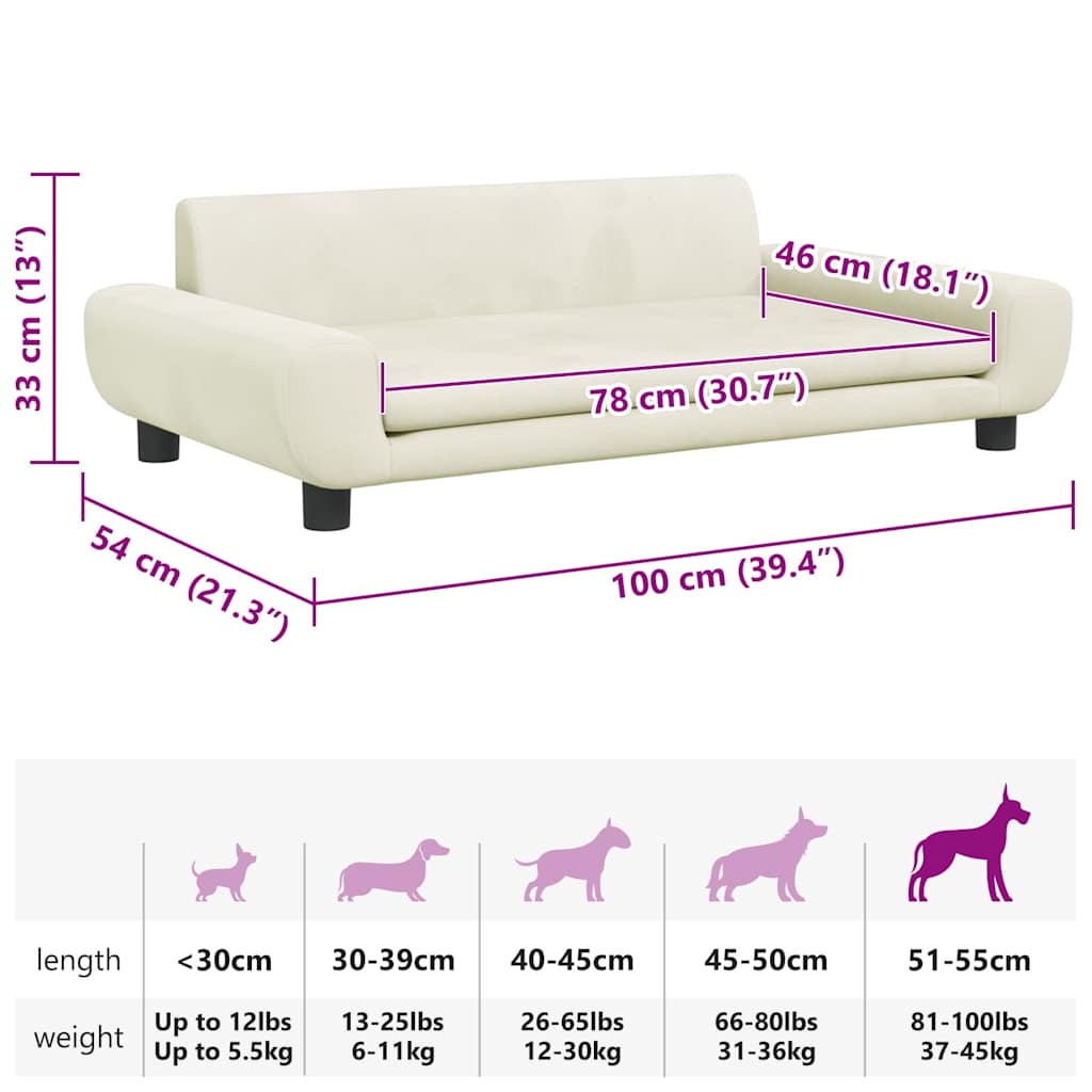 Cama para cães 100x50x21 cm veludo azul